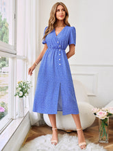 Load image into Gallery viewer, Printed Decorative Button Slit Dress