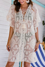 Load image into Gallery viewer, Lace-Up Sheer Cover Up