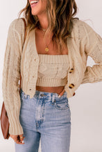 Load image into Gallery viewer, Cable-Knit Cropped Cardigan and Cami Set