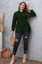 Load image into Gallery viewer, Plus Size Drawstring Waist Collared Neck Babydoll Blouse