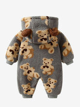 Load image into Gallery viewer, Baby Bear Zip Up Long Sleeve Hooded Jumpsuit