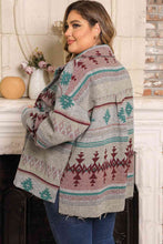 Load image into Gallery viewer, Plus Size Geometric Slit Button Up Jacket