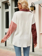 Load image into Gallery viewer, Color Block Button Up Collared Neck Shirt