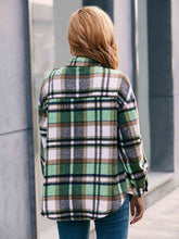 Load image into Gallery viewer, Meet You Outside Plaid Button Down Curved Hem Shacket