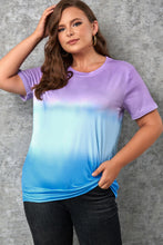 Load image into Gallery viewer, Plus Size Gradient Color Block Tee Shirt