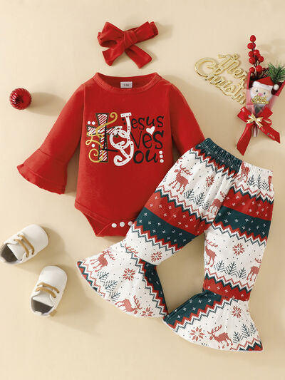 Baby Girl Letter Graphic Bodysuit and Pants Set
