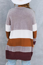 Load image into Gallery viewer, Color Block Open Front Ribbed Cuff Cardigan with Pockets