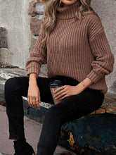 Load image into Gallery viewer, Turtleneck Dropped Shoulder  Pullover Sweater