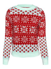 Load image into Gallery viewer, Snowflake Round Neck Long Sleeve Sweater