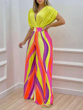 Load image into Gallery viewer, Printed Surplice Top and Wide Leg Pants Set