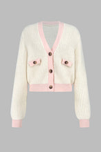 Load image into Gallery viewer, Contrast Trim Button Up Dropped Shoulder Cardigan
