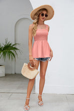 Load image into Gallery viewer, Smocked Square Neck Babydoll Tank