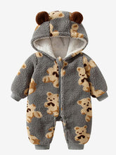 Load image into Gallery viewer, Baby Bear Zip Up Long Sleeve Hooded Jumpsuit