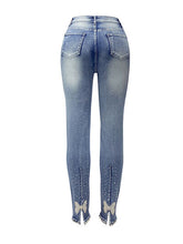 Load image into Gallery viewer, Rhinestone Detail Buttoned Jeans with Pockets