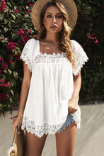 Load image into Gallery viewer, Lace Detail Square Neck Short Sleeve Blouse
