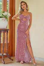 Load image into Gallery viewer, Party Sequin Slit Spaghetti Strap Dress