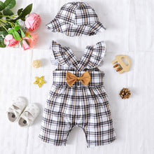 Load image into Gallery viewer, Baby Plaid Square Neck Bow Detail Jumpsuit