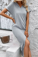 Load image into Gallery viewer, Short Sleeve Front Slit Hooded Dress