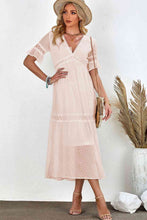 Load image into Gallery viewer, Swiss Dot V-Neck Short Sleeve Midi Dress