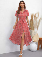 Load image into Gallery viewer, Printed Short Sleeve Collared Dress