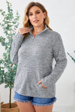 Load image into Gallery viewer, Plus Size Heathered Quarter Zip Pullover