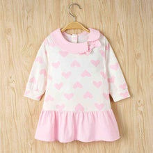 Load image into Gallery viewer, Baby Girl Heart Print Ruffle Hem Dress