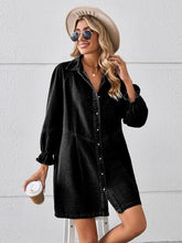 Load image into Gallery viewer, Button Up Flounce Sleeve Mini Denim Dress