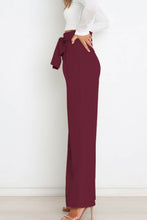 Load image into Gallery viewer, Tie Front Paperbag Wide Leg Pants
