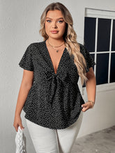 Load image into Gallery viewer, Plus Size V-Neck Front Bow Flutter Sleeve Blouse