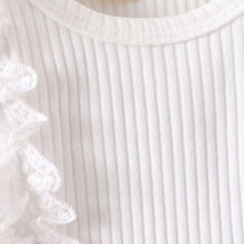 Load image into Gallery viewer, Baby Girl Lace Detail Round Neck Bodysuit and Bow Pants Set