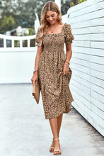Load image into Gallery viewer, Floral Ruffled Square Neck Dress with Pockets