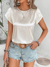 Load image into Gallery viewer, Round Neck Petal Sleeve Blouse