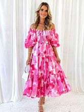 Load image into Gallery viewer, Printed Smocked Off-Shoulder Tiered Dress