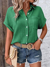 Load image into Gallery viewer, Textured Button Up Short Sleeve Shirt