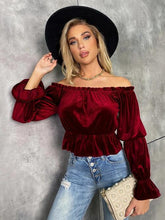 Load image into Gallery viewer, Off-Shoulder Flounce Sleeve Blouse