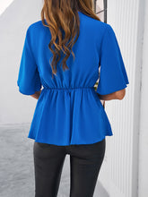 Load image into Gallery viewer, Surplice Tie Waist Half Sleeve Blouse