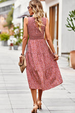 Load image into Gallery viewer, Printed Round Neck Slit Sleeveless Dress