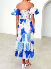 Load image into Gallery viewer, Twisted Printed Puff Sleeve Dress