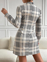 Load image into Gallery viewer, Houndstooth Mock Neck Cinched Mini Dress