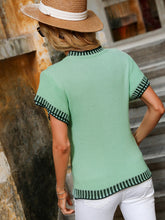 Load image into Gallery viewer, Contrast Round Neck Short Sleeve Knit Top