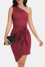 Load image into Gallery viewer, Tie Front One-Shoulder Sleeveless Dress