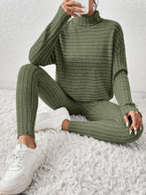 Load image into Gallery viewer, Ribbed Turtleneck Top and Pants Set