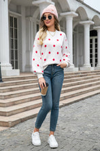 Load image into Gallery viewer, Polka Dot Round Neck Dropped Shoulder Sweater