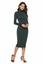 Load image into Gallery viewer, Ribbed Turtleneck Long Sleeve Dress
