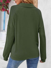 Load image into Gallery viewer, Half Button Collared Neck Long Sleeve Top