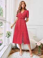 Load image into Gallery viewer, Printed Decorative Button Slit Dress