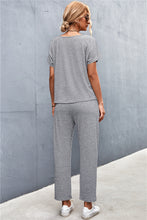 Load image into Gallery viewer, V-Neck Short Sleeve T-Shirt and Drawstring Waist Pants Set
