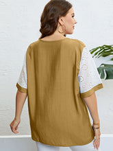 Load image into Gallery viewer, Plus Size Contrast Decorative Button Half Sleeve Top