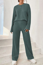 Load image into Gallery viewer, Ribbed Half Button Top and Pants Set