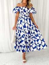 Load image into Gallery viewer, Tiered Smocked Puff Sleeve Dress